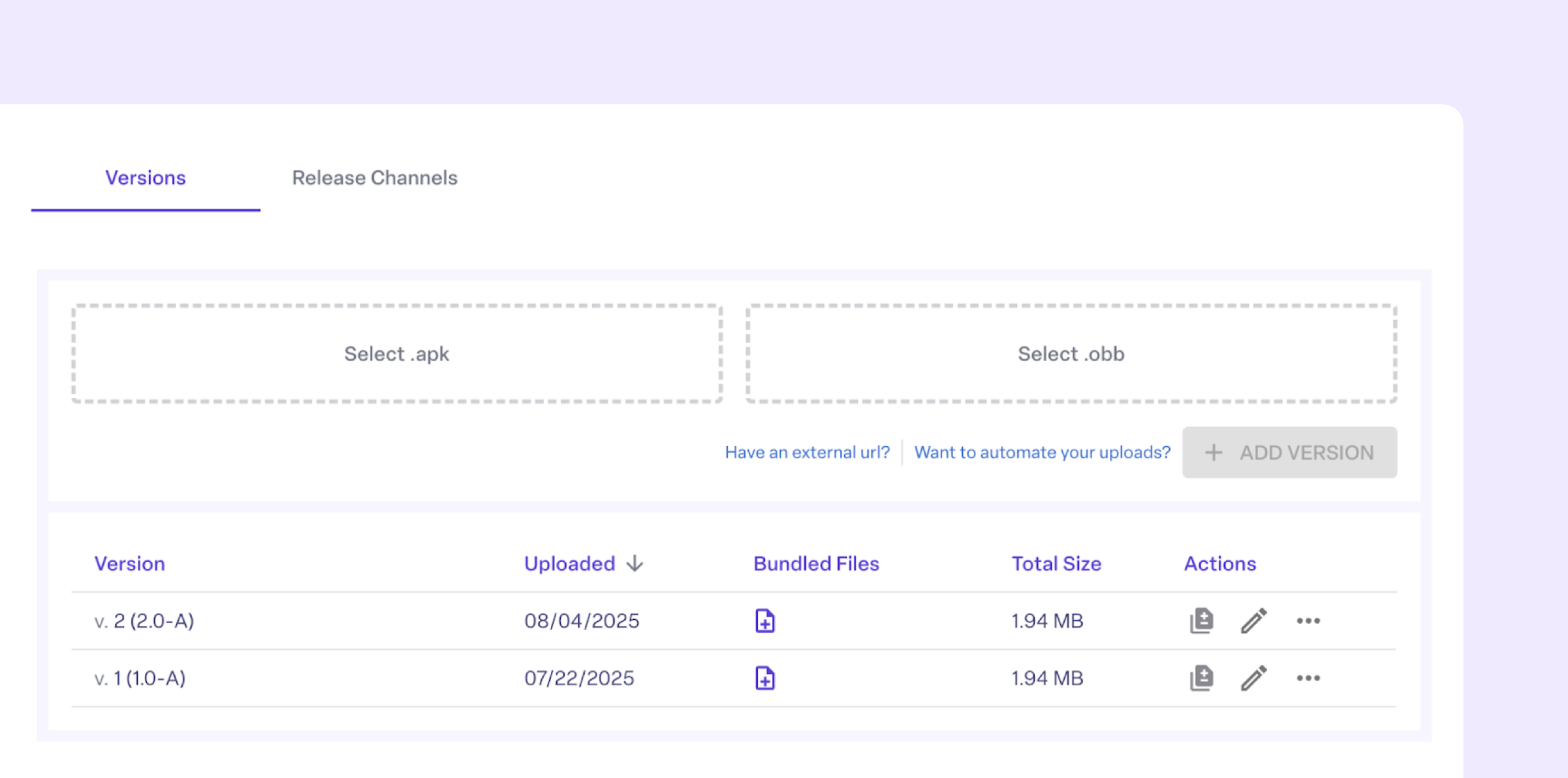 Upload new app versions to ManageXR.
