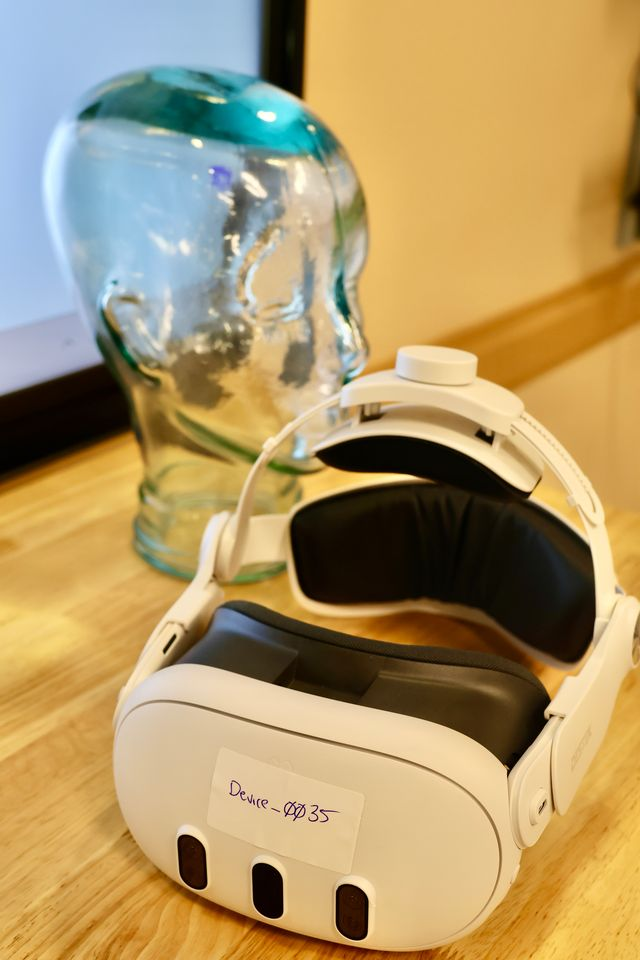 A VR headset for nursing education.