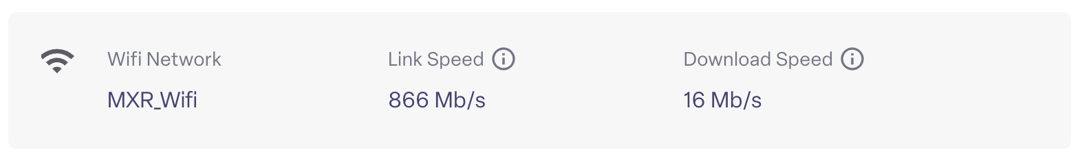 On the device information page on ManageXR, confirm your network's speed.