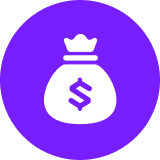 bag with a dollar sign icon, moneybag