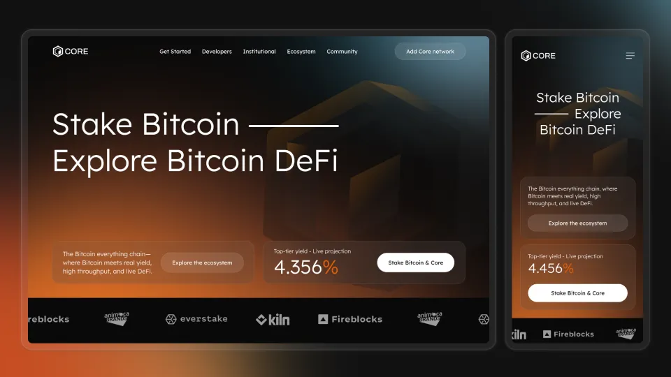 Example of web design for Core Dao