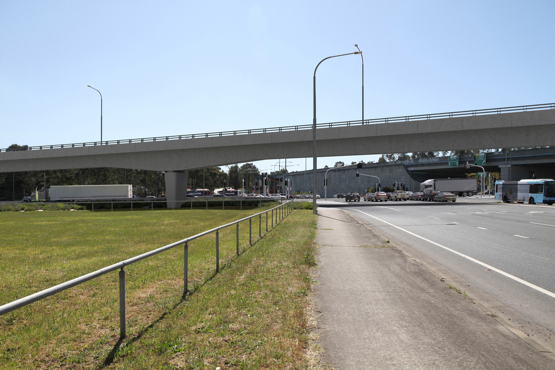 Viewpoint 02 - After view of Richmond Road / Rooty Hill Road North / M7 ramps, looking east from shared path