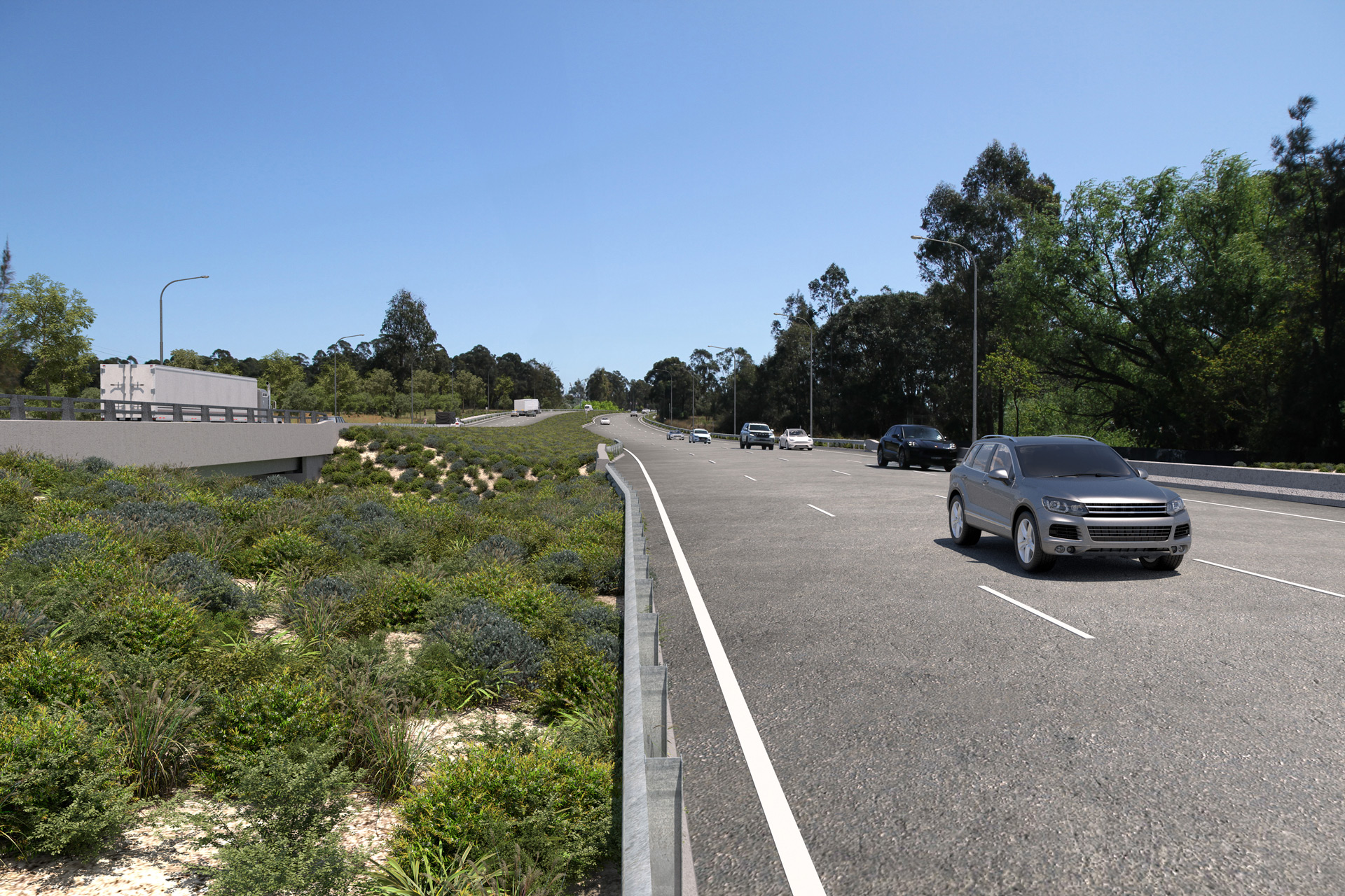 Viewpoint 05 - After view of Richmond Road at Bells Creek bridge, looking north