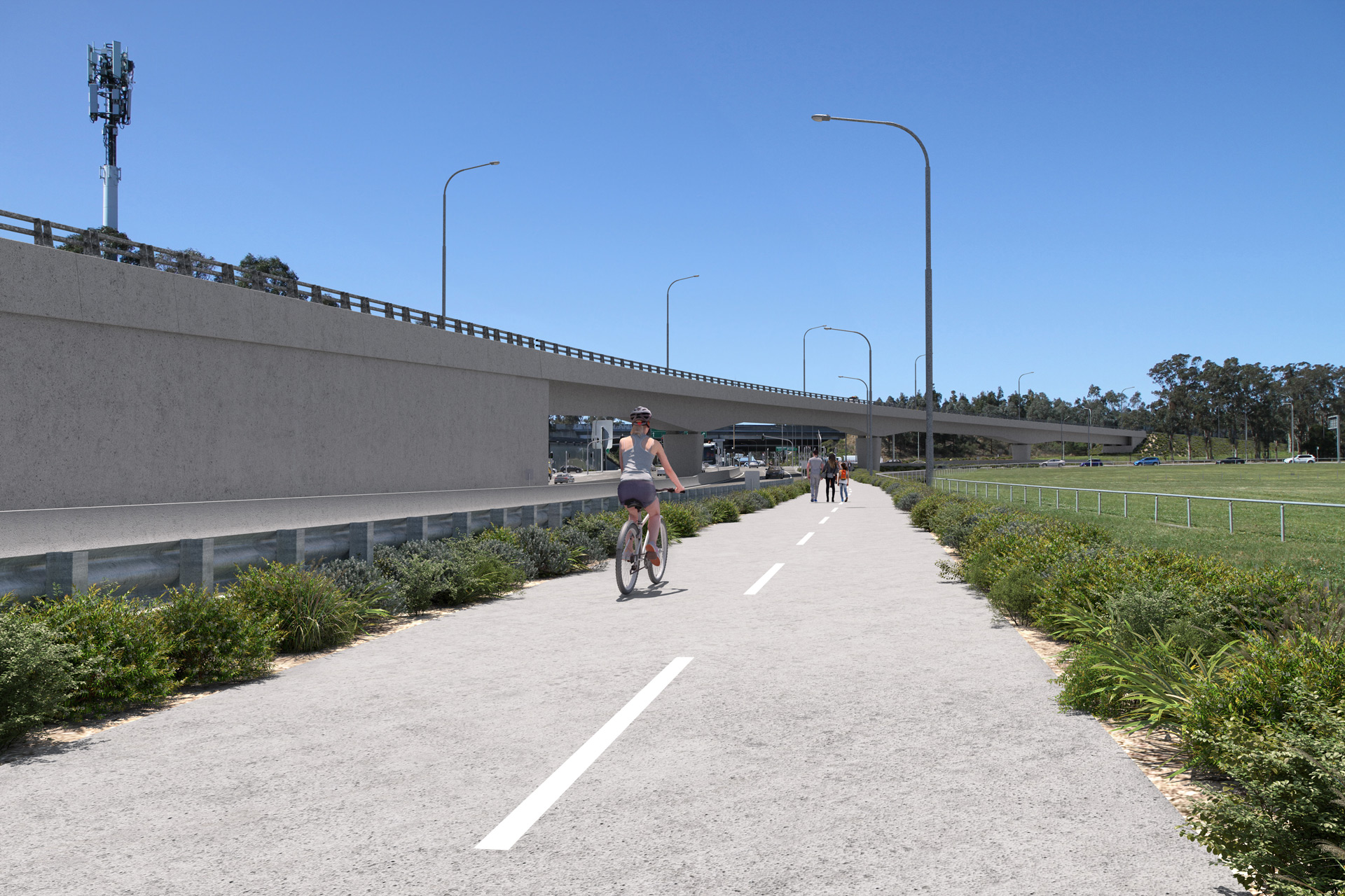 Viewpoint 04 - After view of new flyover bridge, looking south from shared path