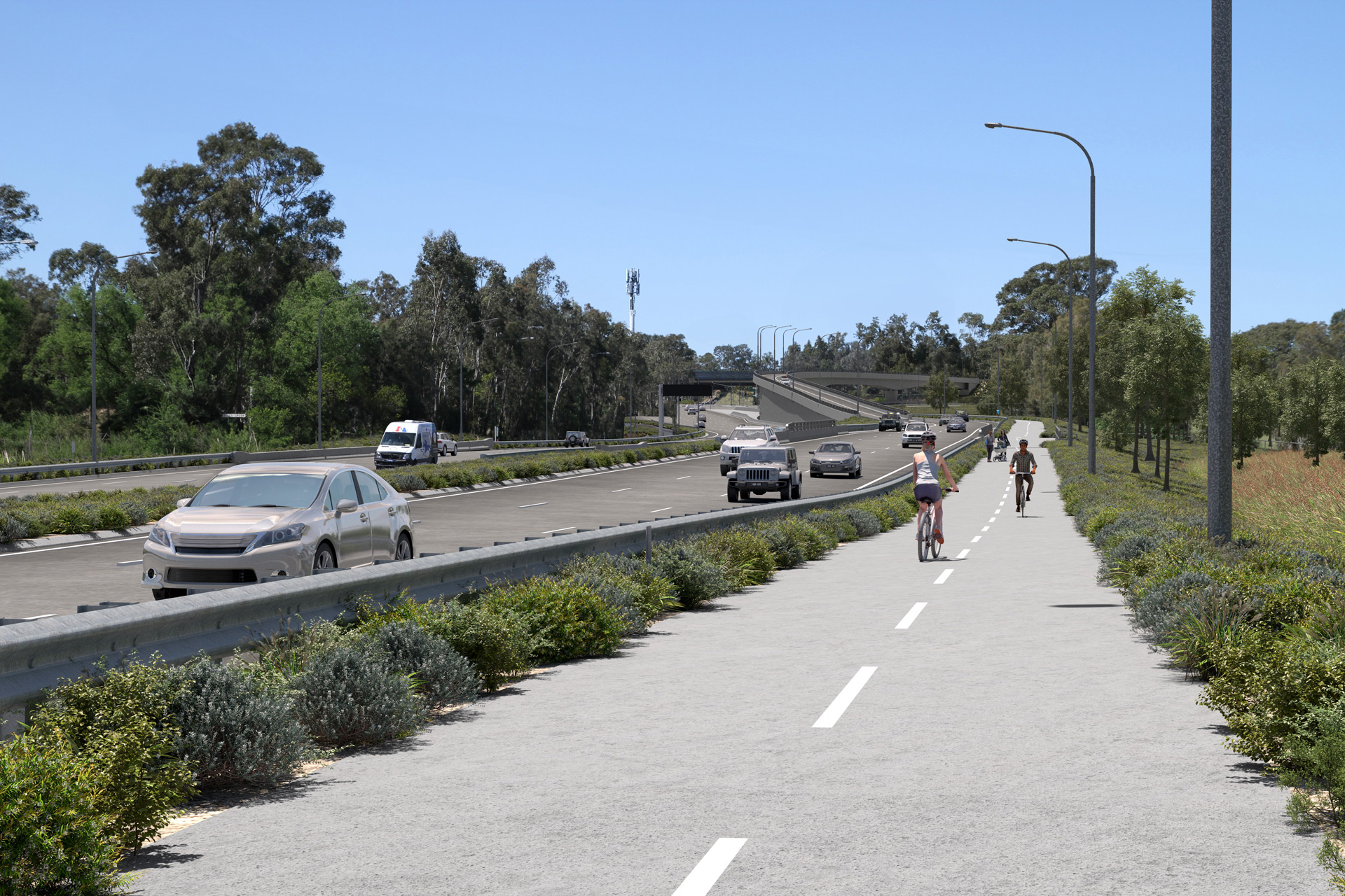 Viewpoint 06 - After view of Richmond Road near Bells Creek, looking south from shared path