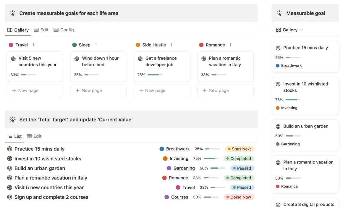 notion goal tracking template for personal life