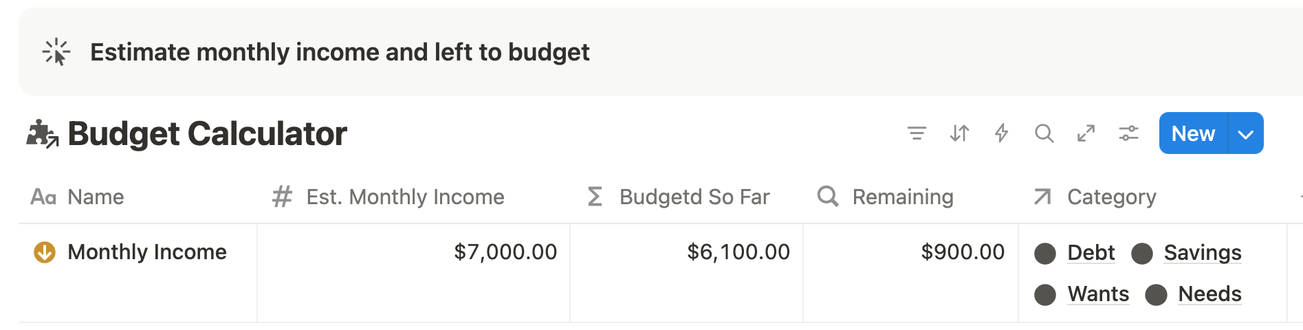 notion income budgeting template