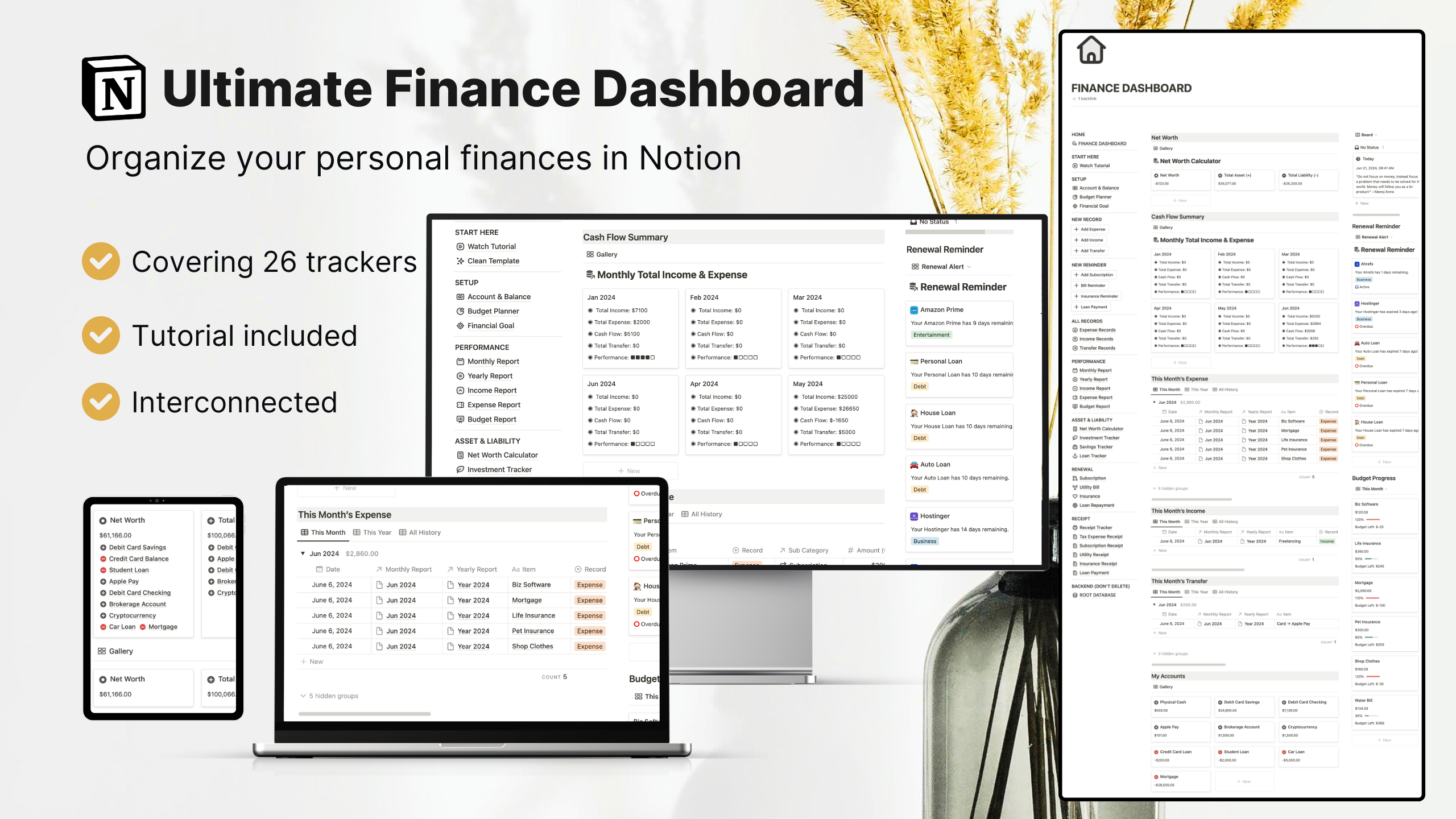 best notion template for finances all-in-one tracker with dashboard