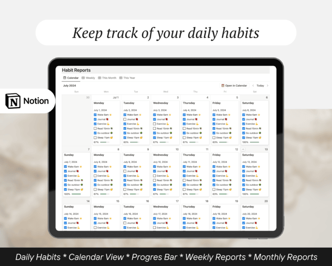 best all in one notion template life planner daily planner