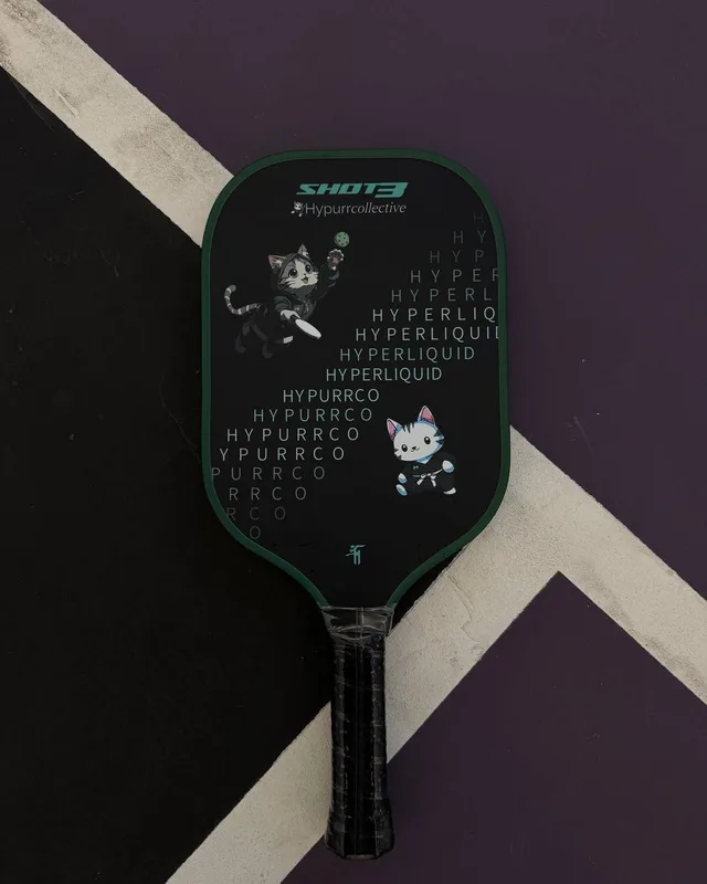 HypurrCollective × SHOT3 pickleball paddle on a court