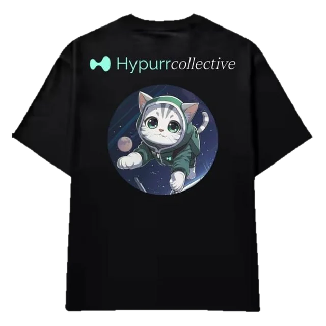 Tee: cat floating in space