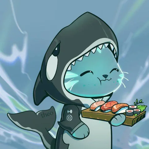 Noel's Hypurr profile picture: a cat in an orca hoodie holding sushi