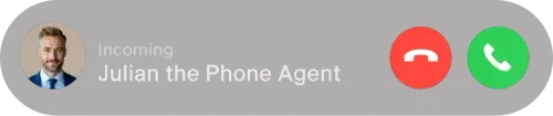 Incoming call screen showing a man named Mike the Phone Agent with options to decline or accept the call.