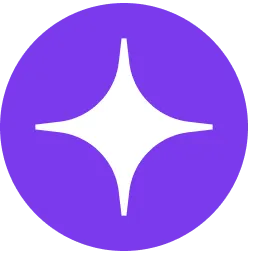 White four-point star shape centered on a purple circular background.