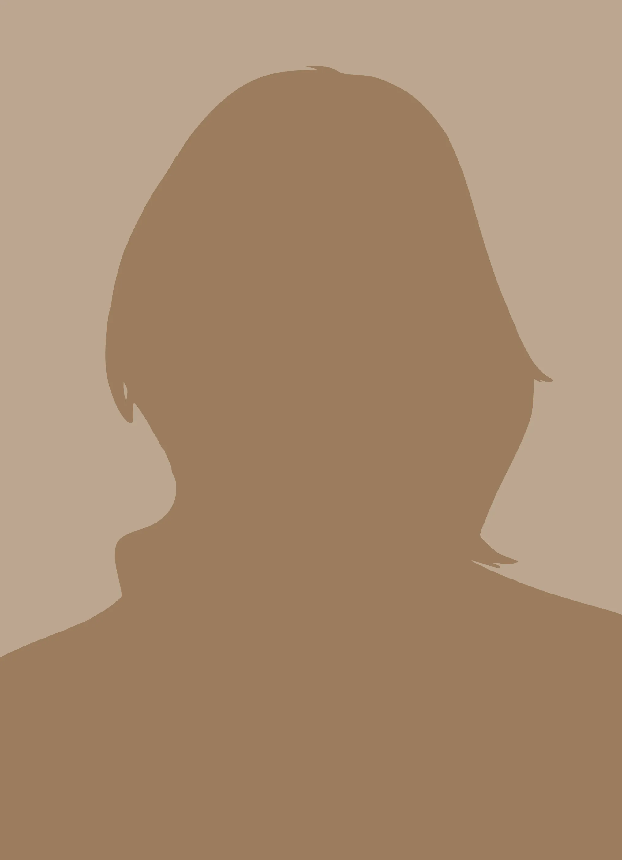 Silhouette of a person with medium-length hair against a plain background.