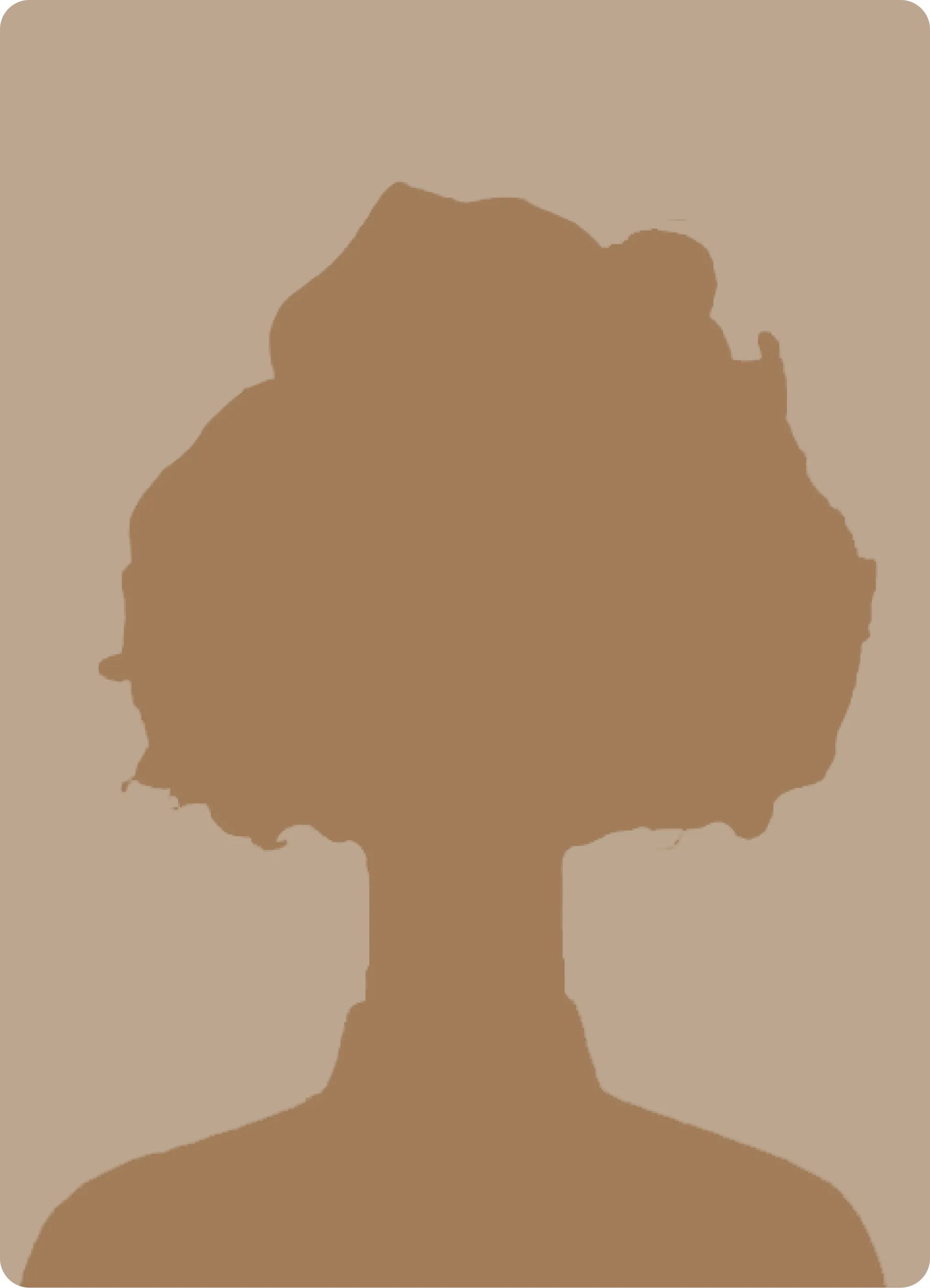 Silhouette of a person's head and shoulders in brown against a light brown background.