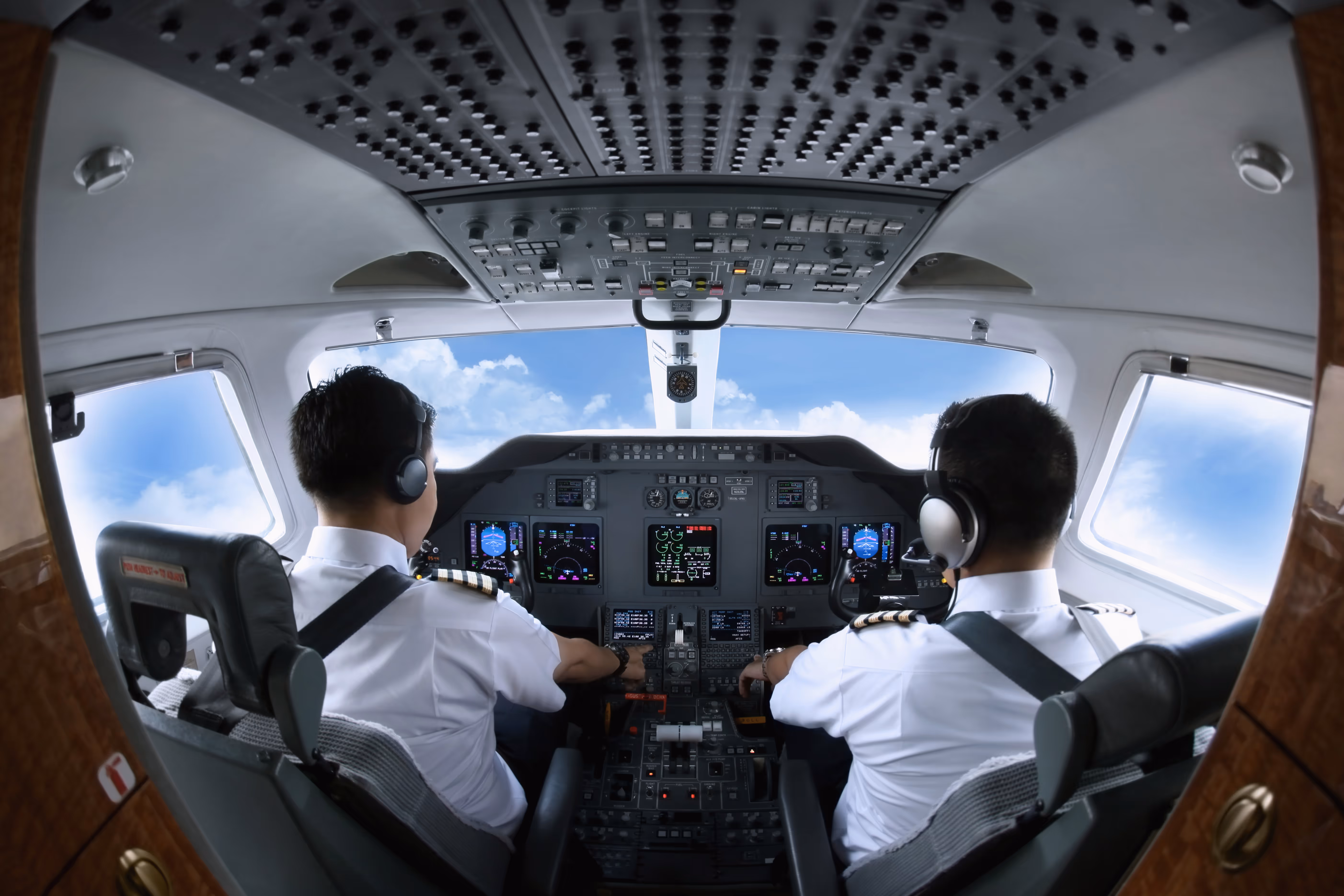 Pilots flying jet