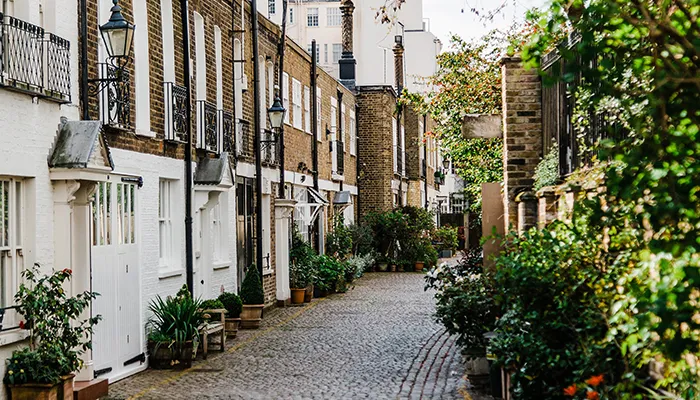 Residential mews street of terraced houses