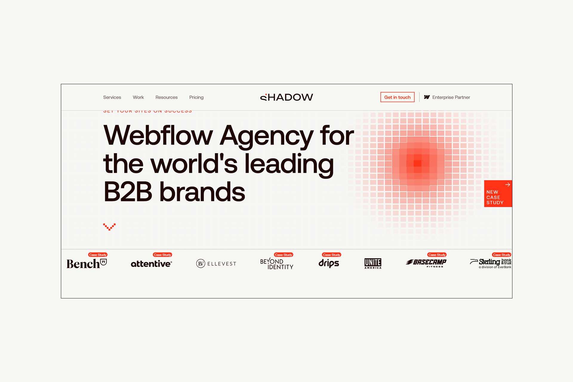 A screenshot of Shadow Digital's home page.