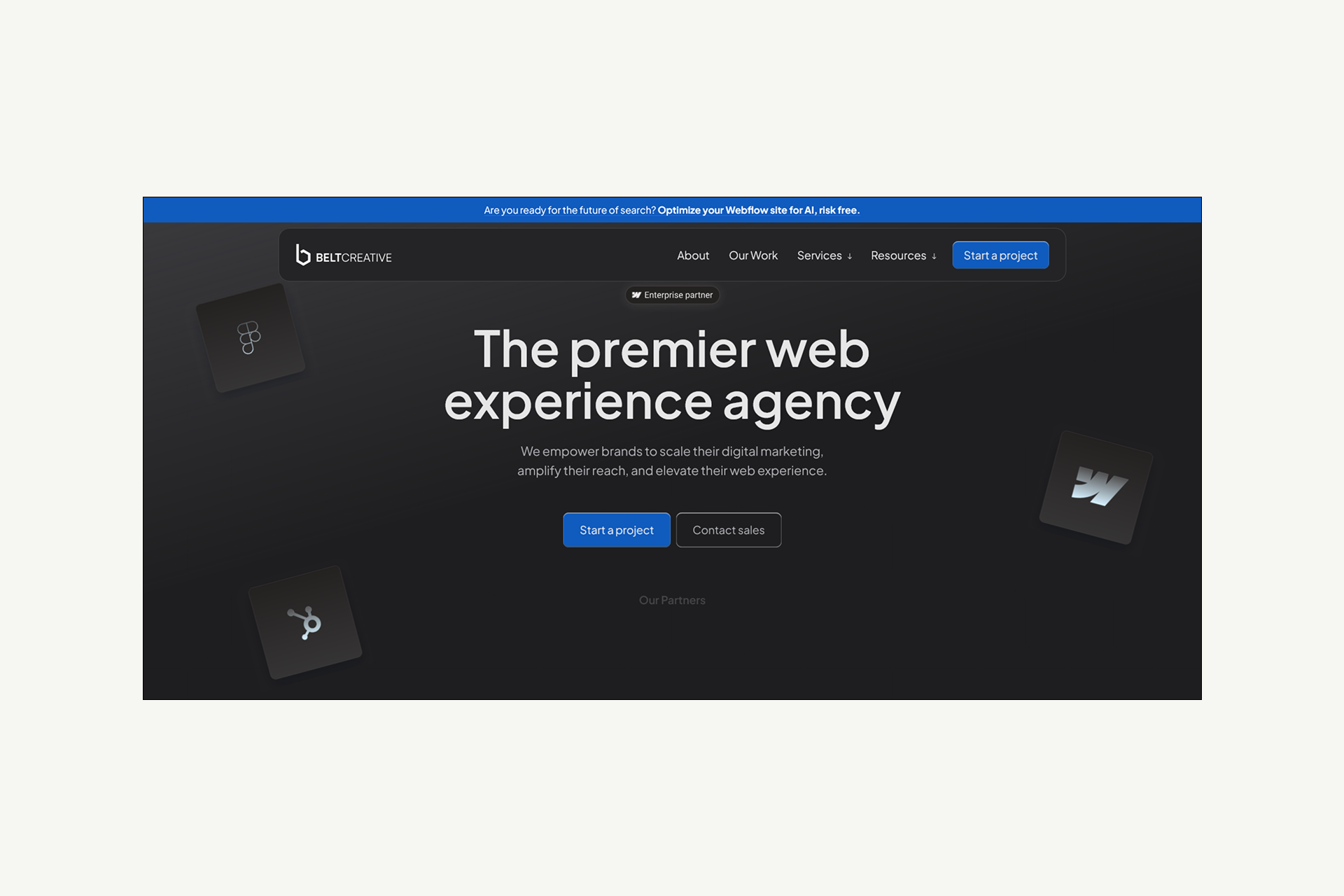 A screenshot of Belt Creative’s home page.