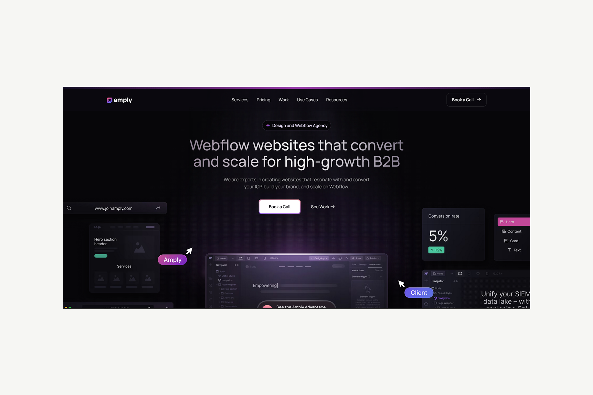 A screenshot of Amply’s home page.