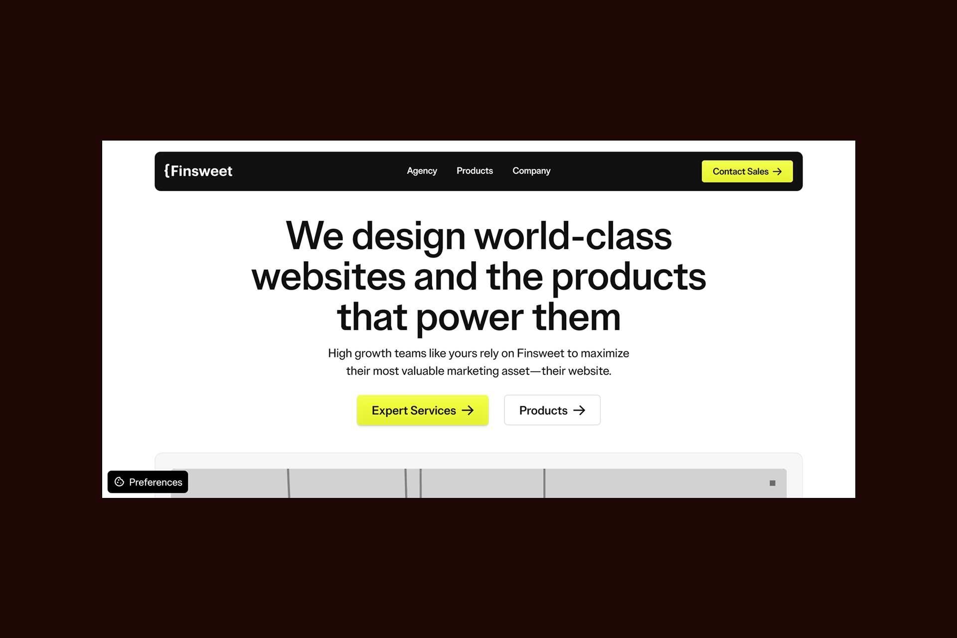 Screenshot of Finsweet’s home page.