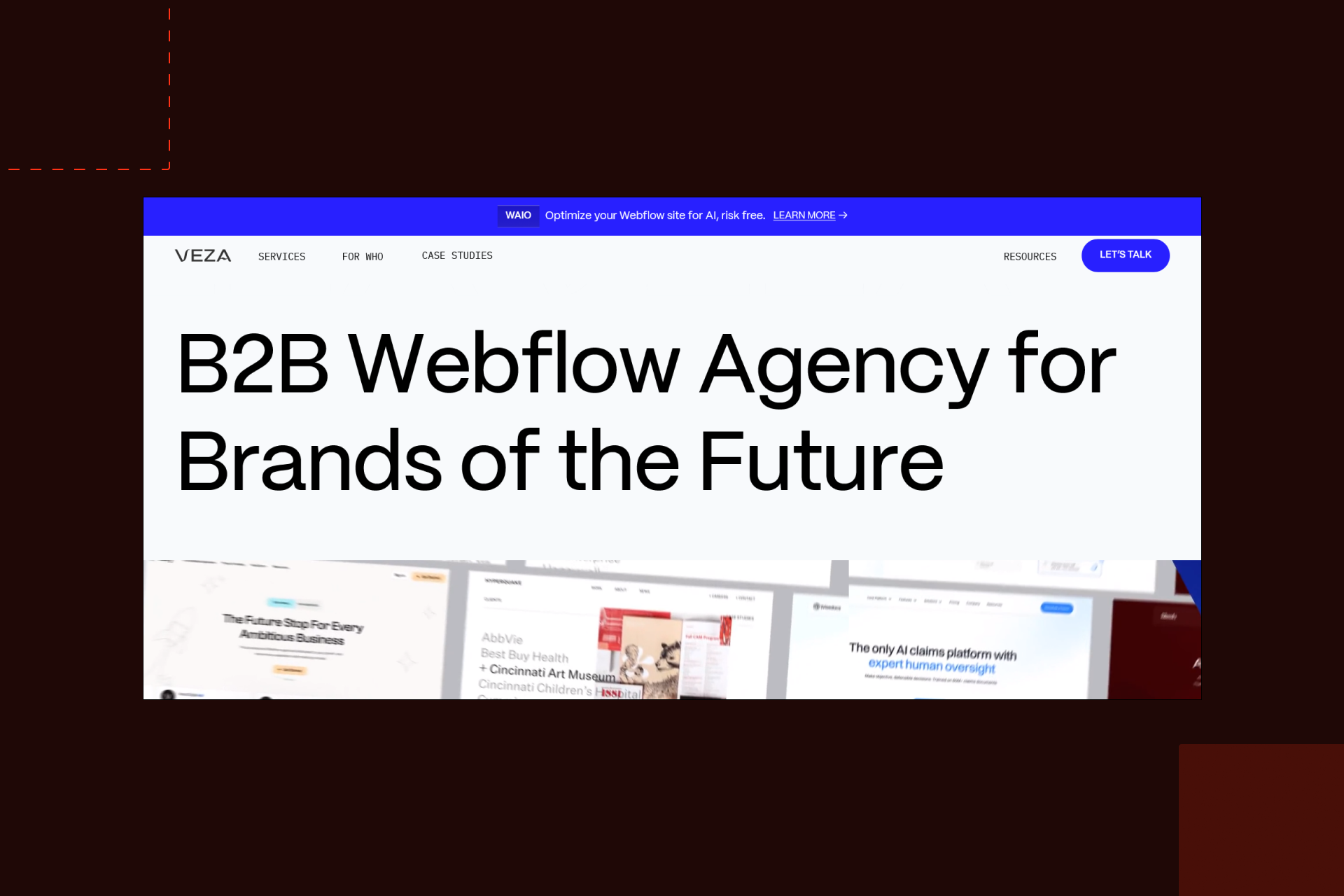 Screenshot of Veza Digital’s home page.