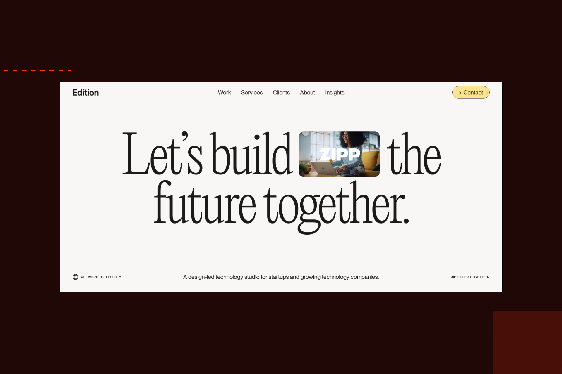 Screenshot of Edition’s home page.