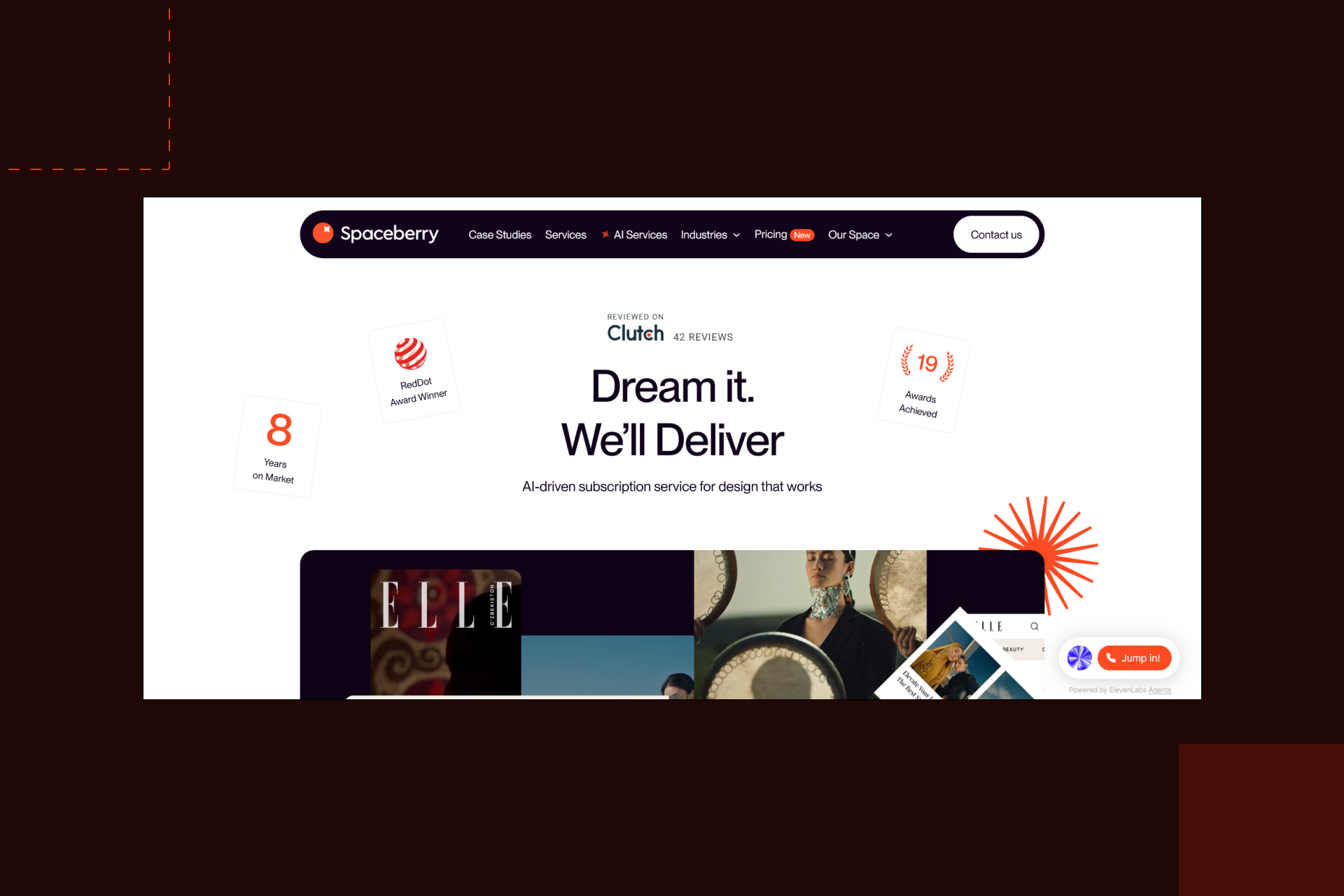 Screenshot of Spaceberry’s home page.