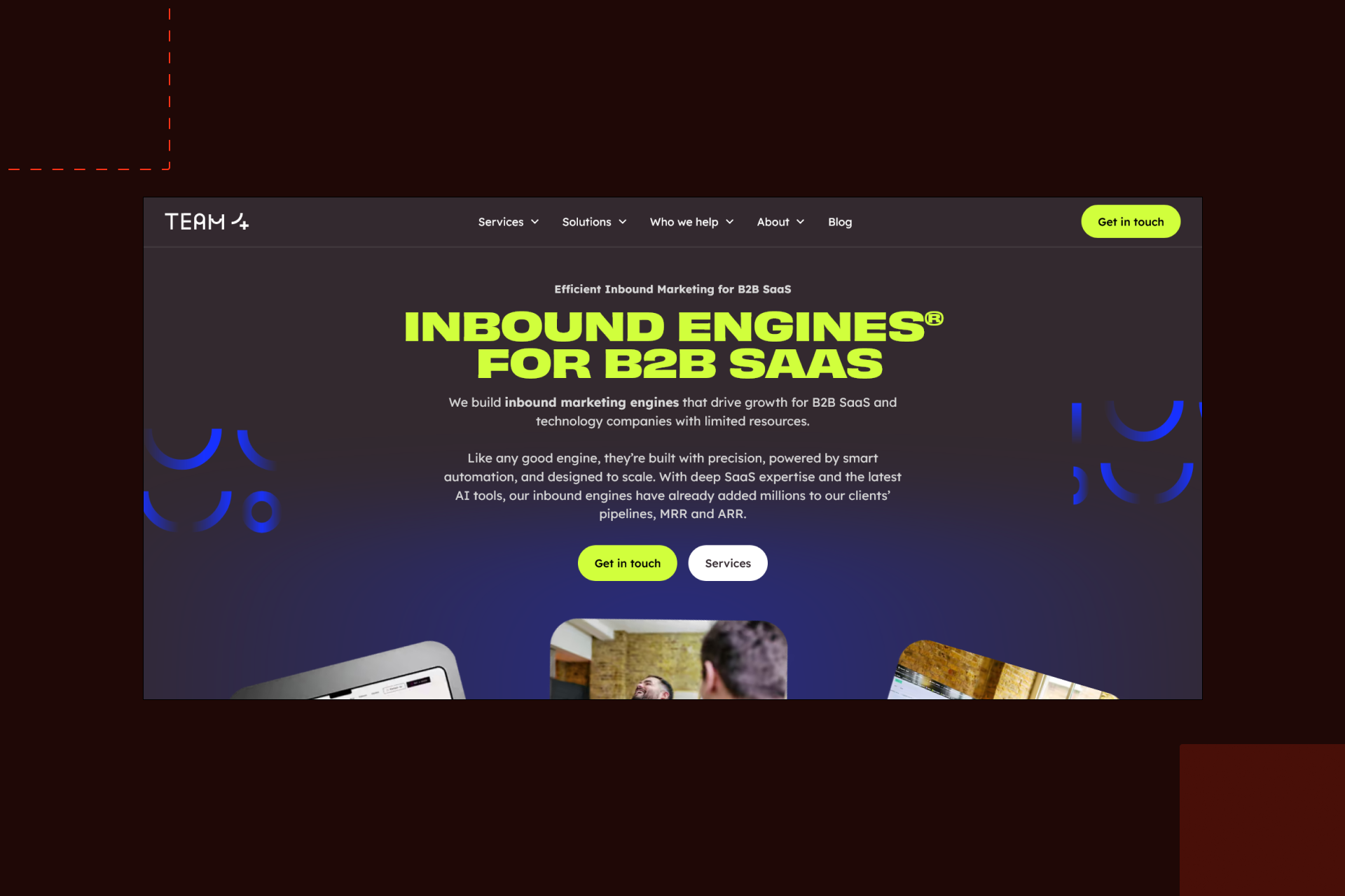 Screenshot of Team 4’s home page.