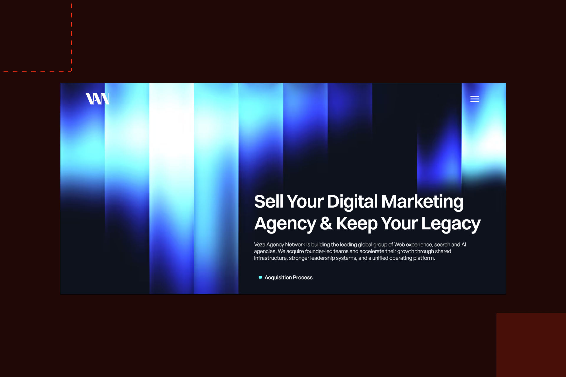 Screenshot of Veza Agency Network’s home page.