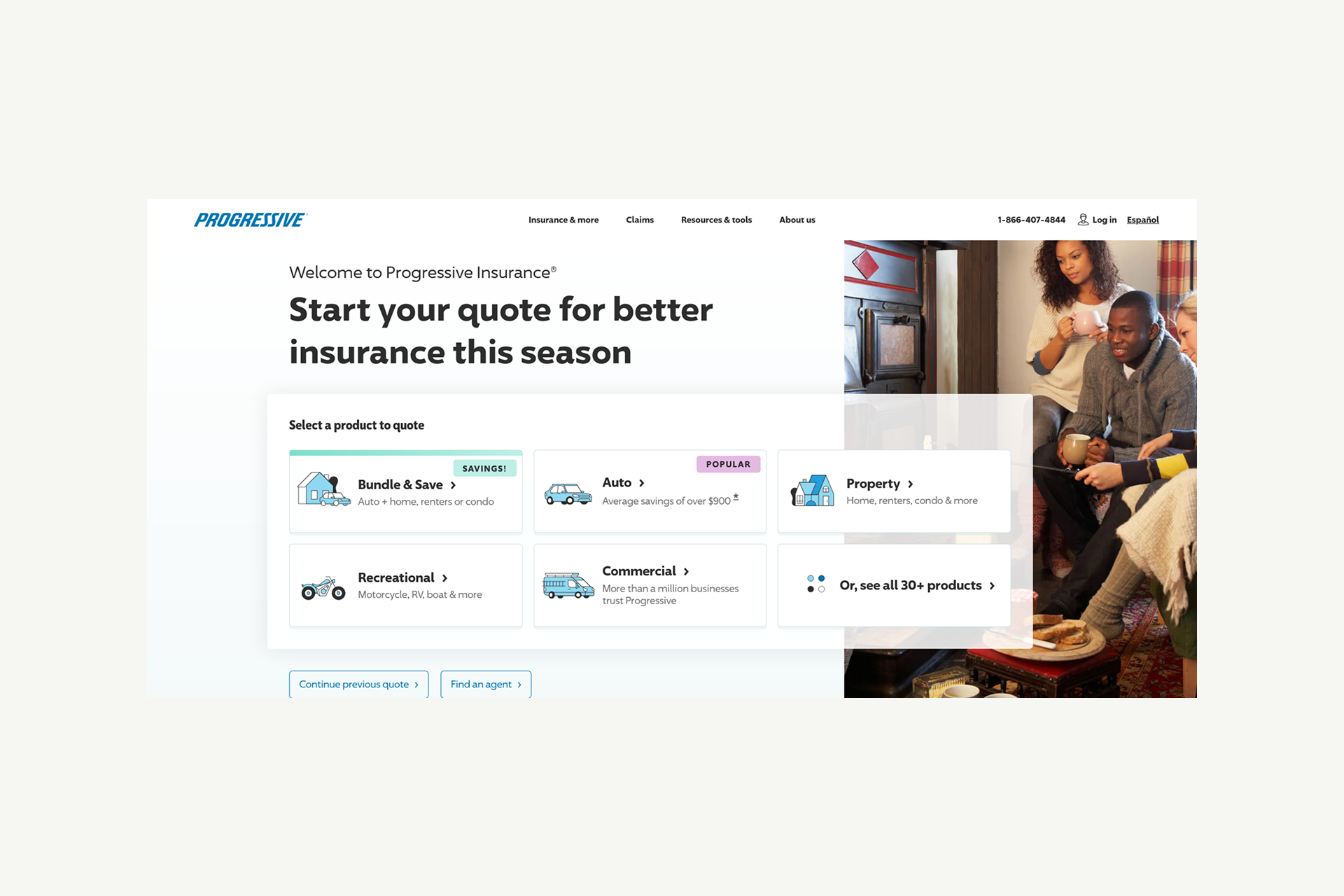 A screenshot of the Progressive insurance website featuring the quote tool, the “Name Your Price” feature, and branding with Flo.