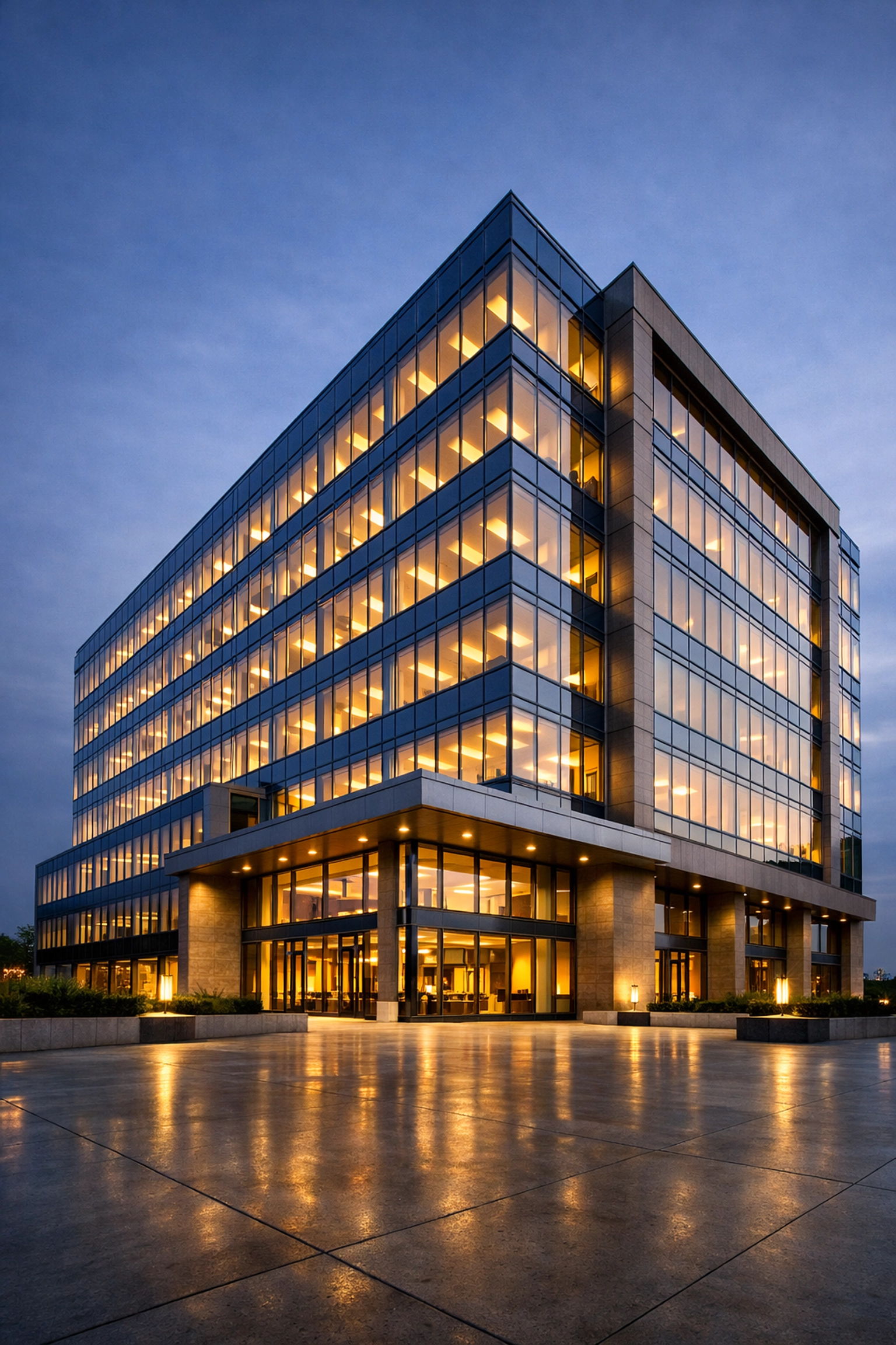 Modern Class A office building representing institutional-quality commercial property refinancing standards