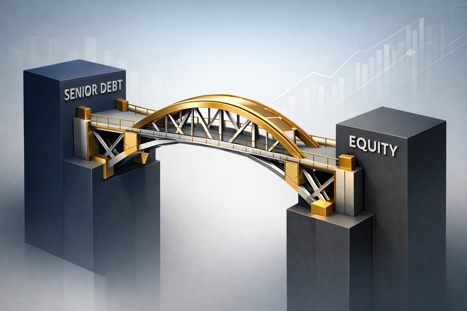 Bridge structure illustrating preferred equity filling the CRE financing gap in 2026