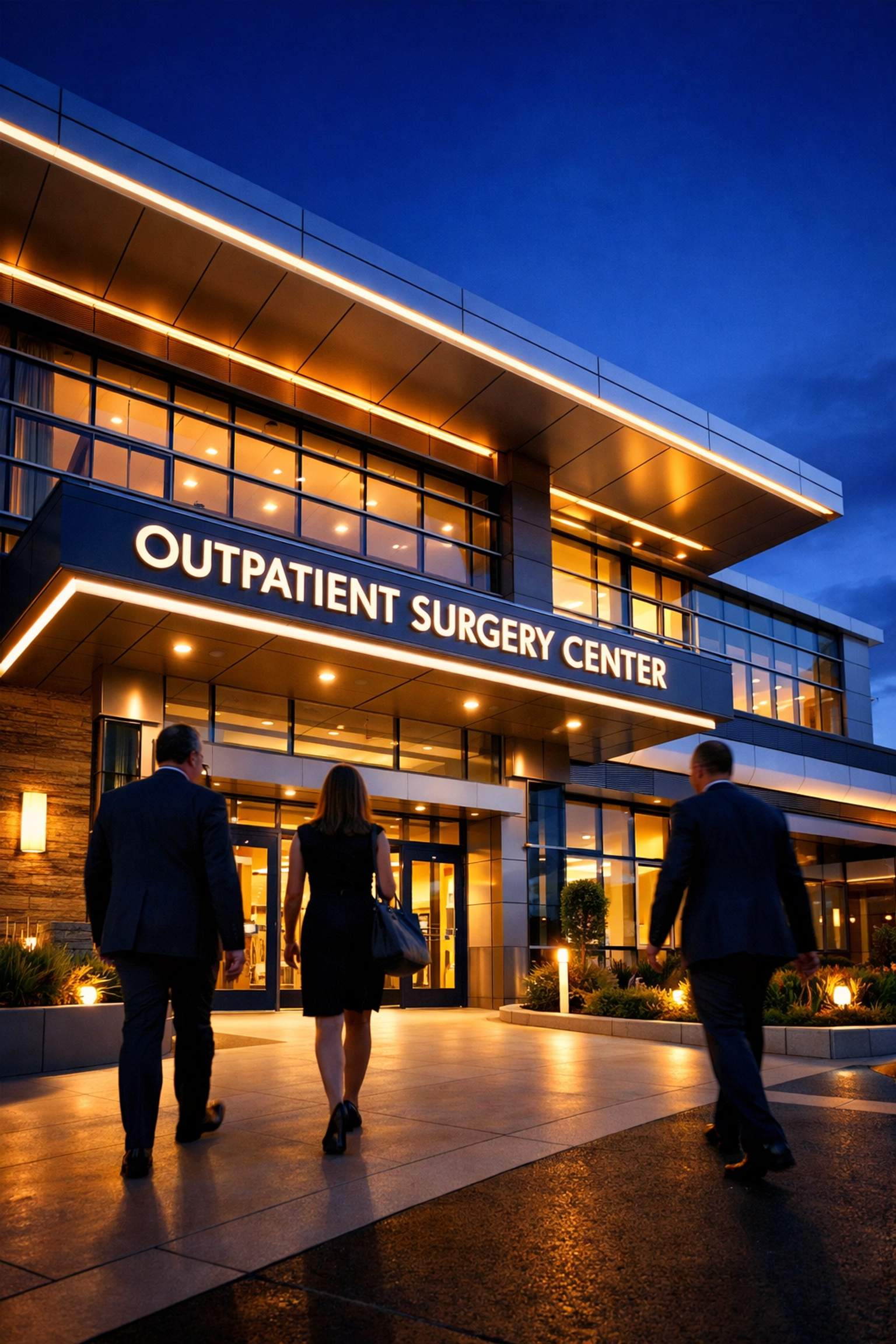Contemporary outpatient surgery center with modern architecture for healthcare real estate investment