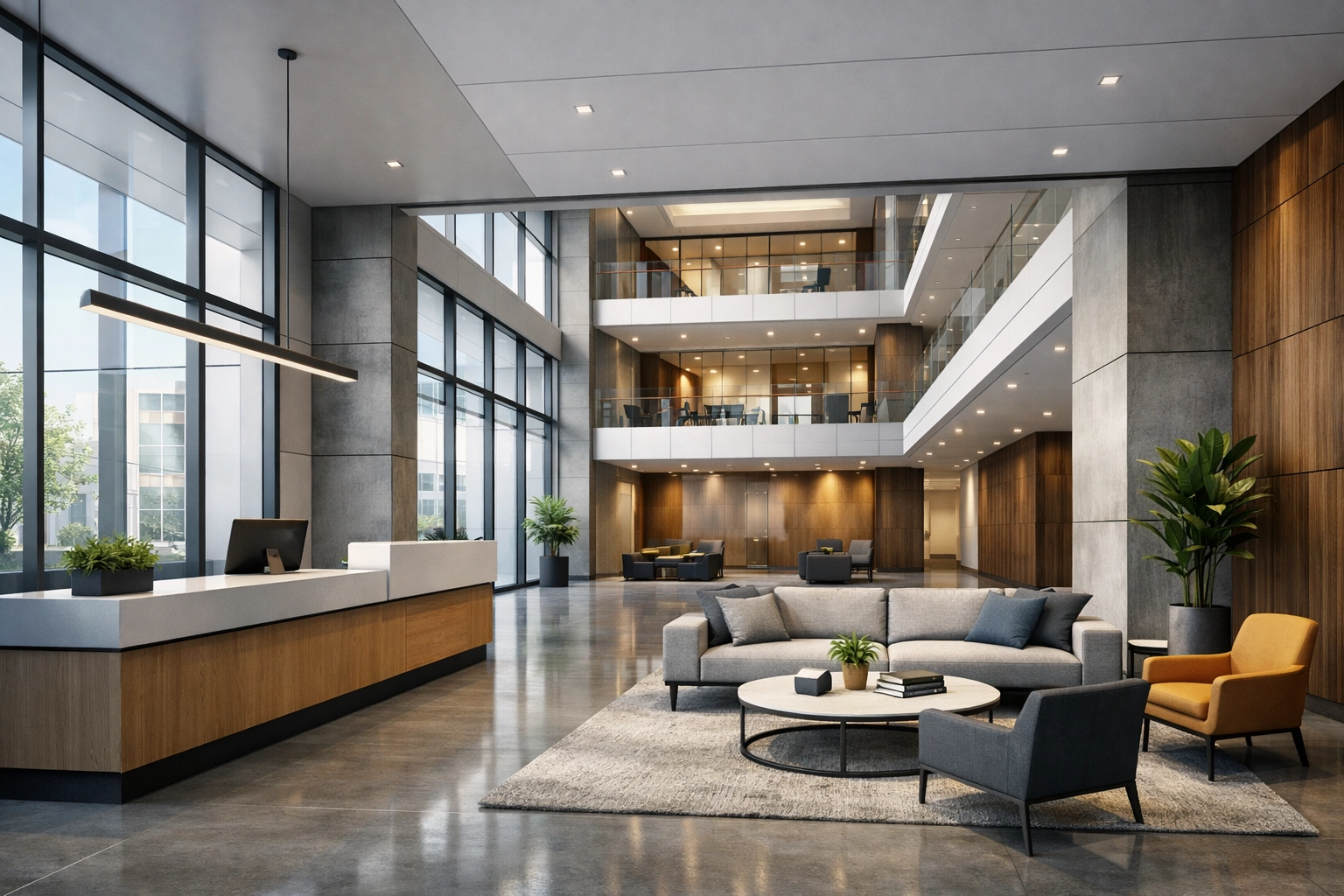 Class A office building lobby interior representing premium commercial real estate space