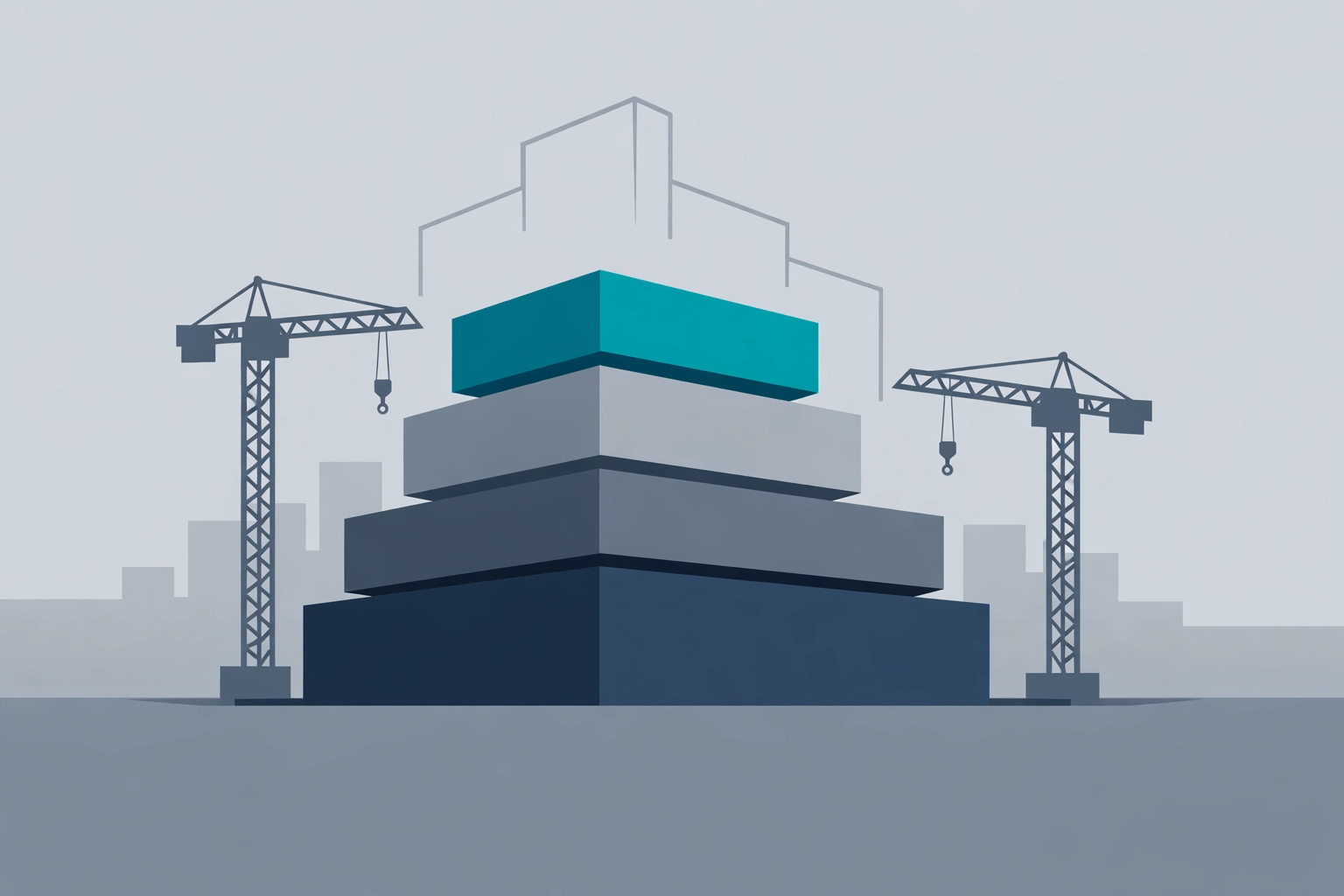 Abstract capital stack graphic representing senior construction debt and preferred equity