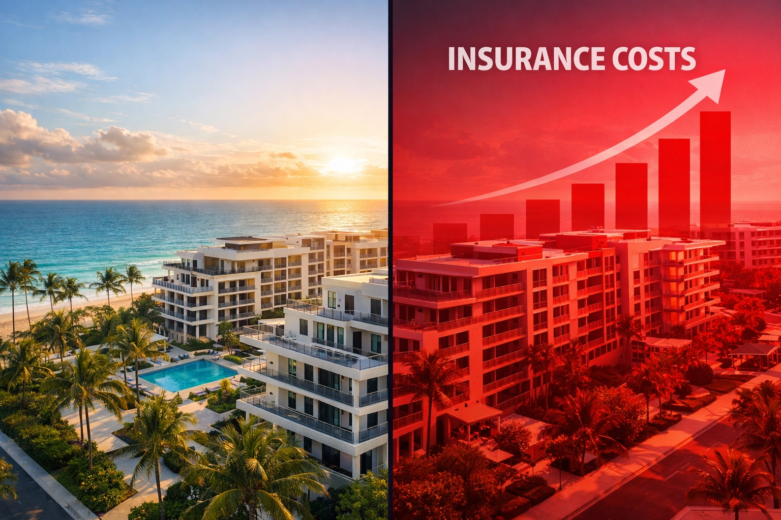 Coastal multifamily apartment complex showing rising insurance costs impact on property values