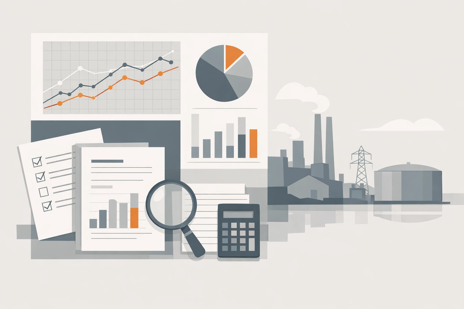 Institutional illustration representing capital markets underwriting and industrial asset finance analysis.
