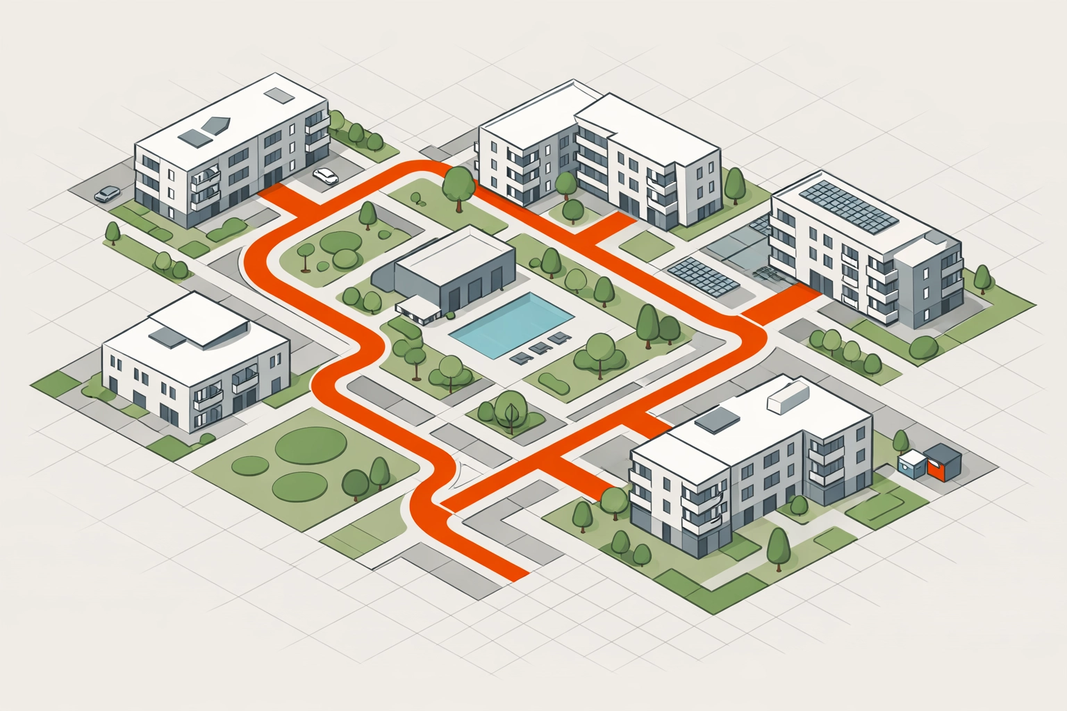 Geometric multifamily complex design representing operational efficiency and asset management alpha.