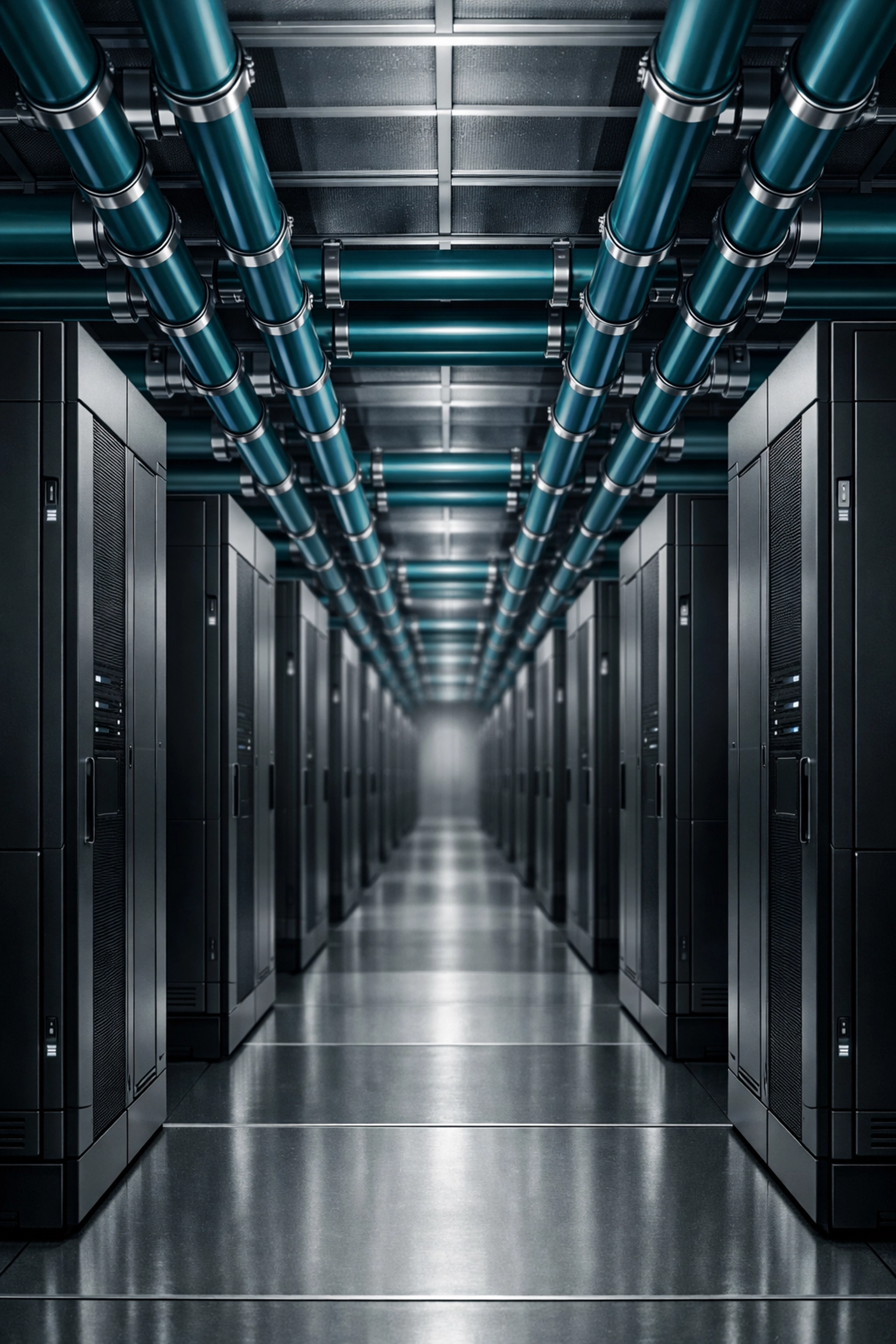 High-density AI server racks and liquid cooling systems in an institutional AI-ready data center.