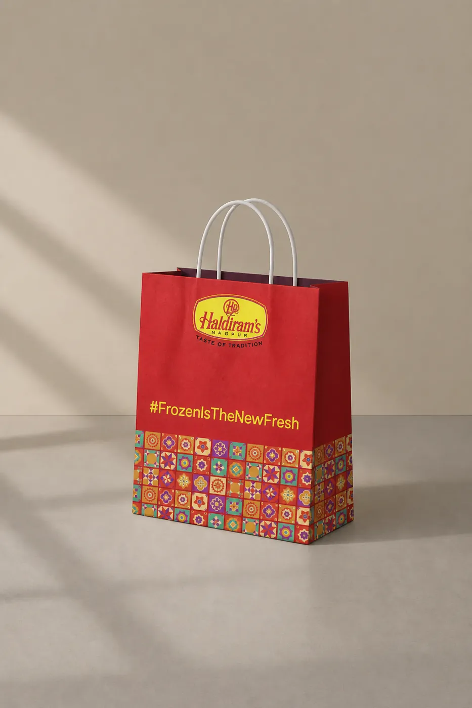 Haldiram's #FrozenIsTheNewFresh carry bag packaging design by UnFoldMart