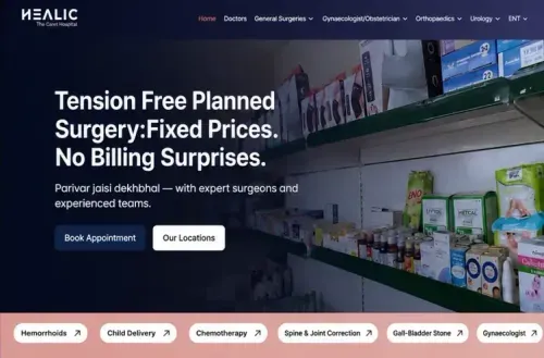 Healic website home screen
