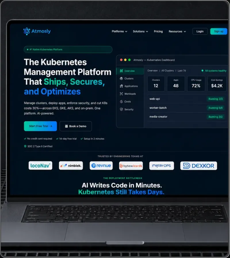 Atmosly Webflow website on a laptop