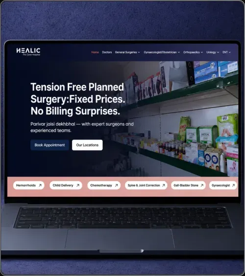 Healic hospital website on a laptop