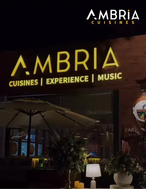 Ambria Group brand identity at a venue