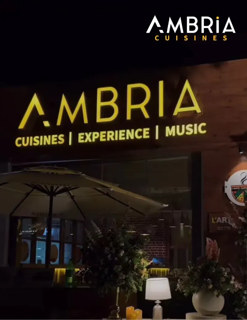 Ambria Group brand identity at a venue