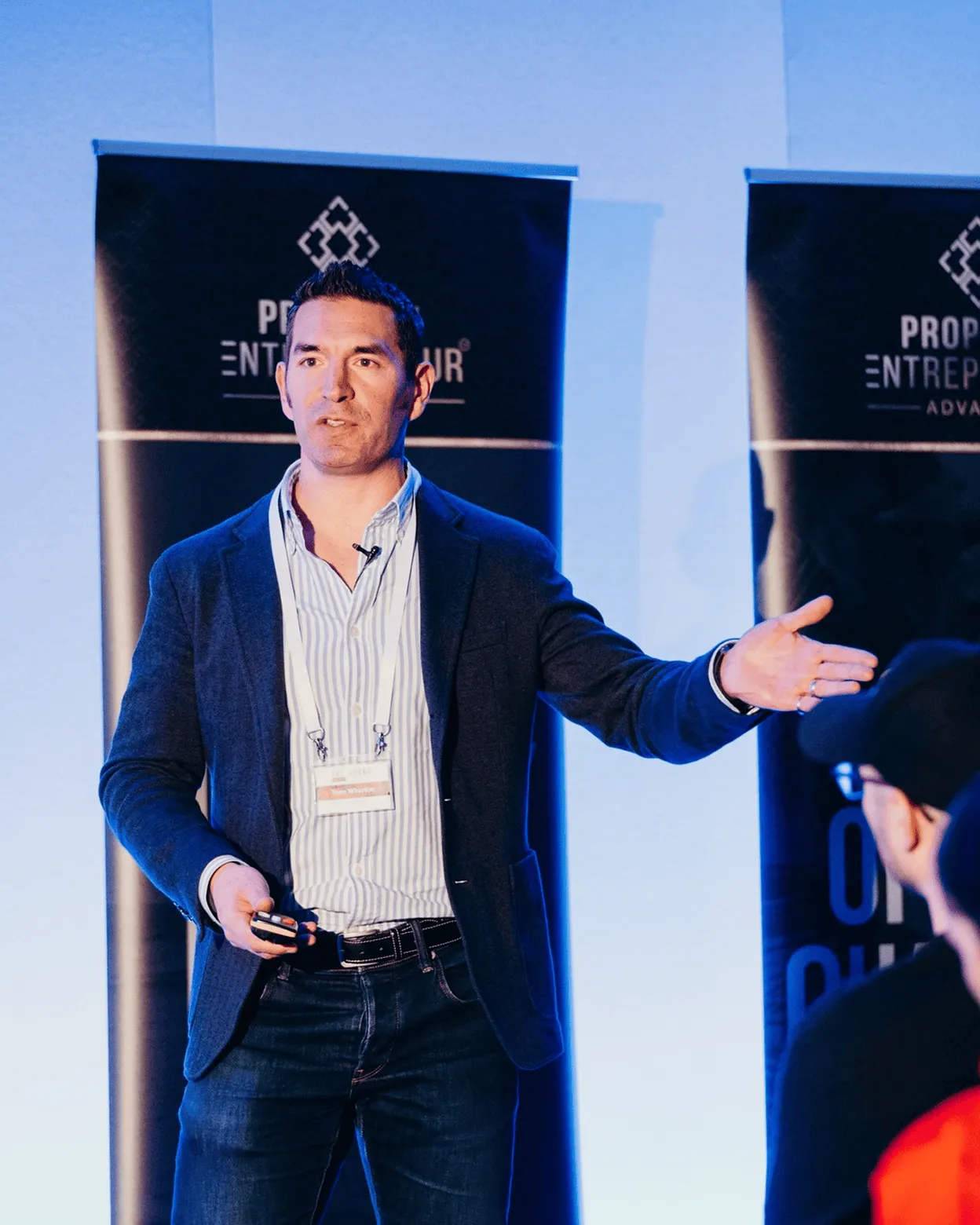 Tsen on stage giving a speech