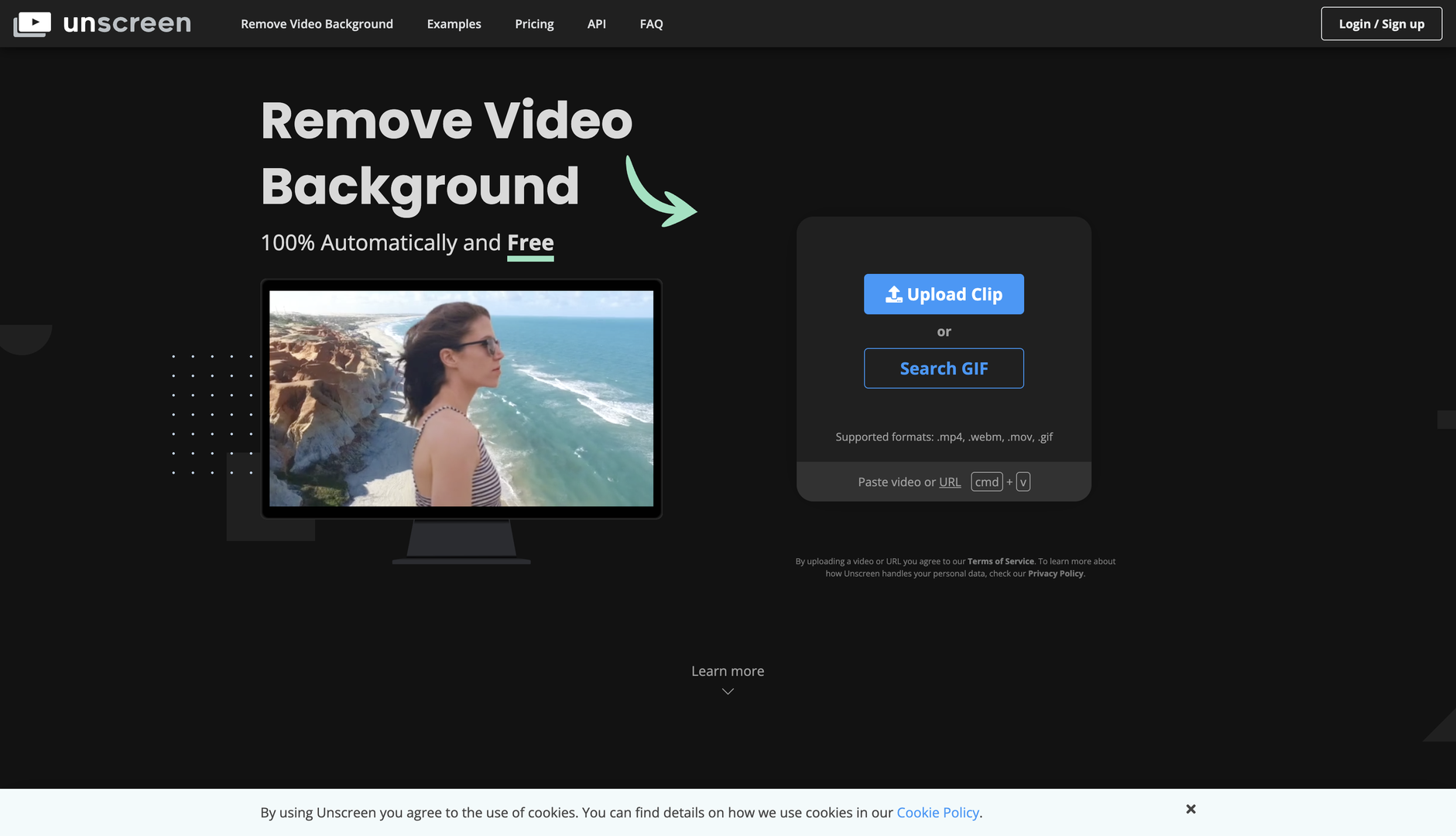 Unscreen removes video backgrounds automatically.