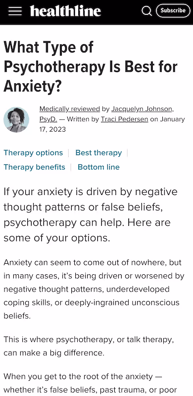 Healthline Mental Health Newsletter